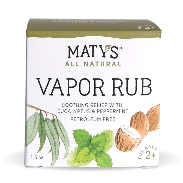 Maty's All Natural Vapor Rub - Petroleum Free - Made with Peppermint, Tea Tree & Eucalyptus, 1.5 oz.