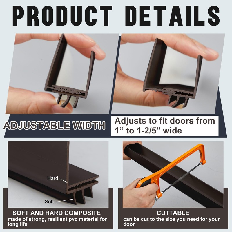 Pickmesh 4 Pcs 36 Inch Adjustable Storm Door Bottom Sweep