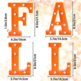 DIYDEC Fall Decorations for Home-4 LED Marquee Light Up Letters Sign "FALL" Thanksgiving Orange Letter Lights for Home Indoor Fireplace Party Autumn Harvest Tabletop Wall Decorations