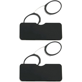 REAVEE 2 Pack Pinch Nose Clip on Reading Glasses Armless for Men Women, No Temple Slim Compact Readers Ultra Thin with Mini Portable Case, Black +2.5