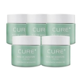 Kim Jeong-moon Aloe Cure Realoe Signature Cream 55ml Skin Soothing 5pcs Ss 1pc / 김정문알로에 큐어 리알로에 시그니처 크림 55ml 피부진정 5개 Ss 1개