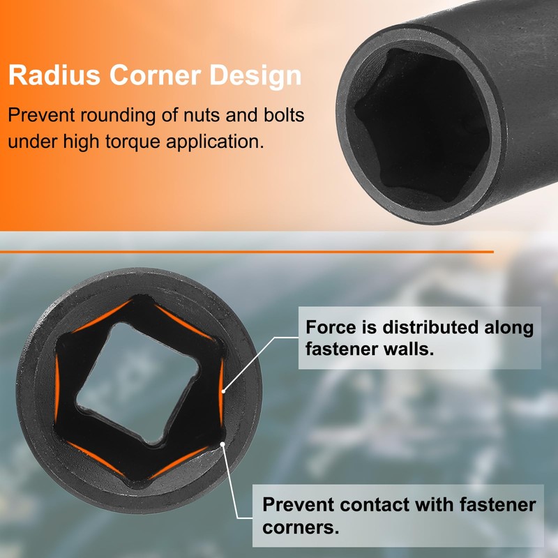 sourcing map Deep Impact Socket 3/8" Square Drive by 17mm