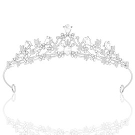Araluky Tiara Crown for Women and Girls, Silver Crystal Princess Tiara Headband, Wedding Bridal Birthday Crown, Rhinestone Pageant Prom Hair Accessories