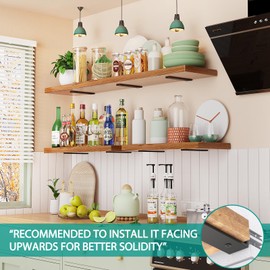 Goovilla Heavy Duty Floating Shelf Brackets 8 Inch for 2×4” Wood Stud, 4 Pack L Brackets for Shelves or Shelving, Black Coated Metal Shelf Hardware with 160 lb. Load Capacity and Easy Installation