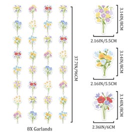 Wildflower Birthday Decorations Party Garland - 8 Pcs Flower Hanging Garlands Happy Birthday Decoration, Party Supplies for Women and Girls Floral Themed Decor