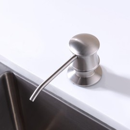 Delle Rosa Soap Dispenser,17OZ Liquid Soap Dispensers for Kitchen Sink, Brass Head Kitchen Sink Soap Dispenser Soap,Brushed Nickel Brass Pump with 47" Extension Tube kit, No Need to Fill