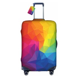 Vridoyt Colorful Geometric Theme Luggage Covers and Luggage Tags, Elastic Washable Fashionable Anti-Scratch Suitcase Protector, Birthday Gift for Men Women(S 18-21 Inch)