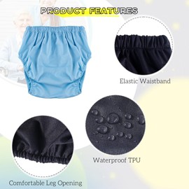 LAROTSUBA Unisex Adult Incontinence Pants,Reusable Adult Waterproof Cloth Diapers,Adult Nappy,Incontinence Underwear for Bedridden,Elderly and Incontinent People（4PCS） Black+Purple+Blue +White L