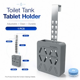 Toilet Tank Tablet Holder, Adjustable Silicone Toilet Tablet Holder for Inside Tank, Toilet Bowl Cleaner Holder, Toilet Tank Cleaner Caddy Basket, Helps Reduce Residue Buildup & Flapper Jams - Grey