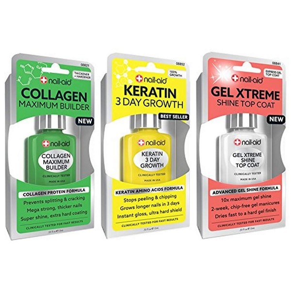 NAIL-AID Collagen Base + Keratin Growth + Gel Top Coat,