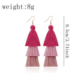 DIYANMMY 3 Tier Layered Colorful Tassel Earrings Bohemian Big Dangle Drop Fashion Jewelry Earrings for Women Valentine Birthday Party Gift. (Pink 3 se earrings)