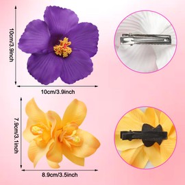 Maxqzin 10Pcs Artificial Flower Hair Clips Bohemian Flower Hairpin 3.5 Inch Hawaiian Claw Clips for Vacation Party Beach Accessories
