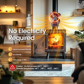 Drcokars Magnetic Fireplace Fan, 3-in-1 Stove Fan Without Power, 4 Blades Quiet Fireplace Fan for Fireplace/Fireplace/Stove/Wood/Stove Pipe/Chimney Pipe, with 1 Replacement Ring