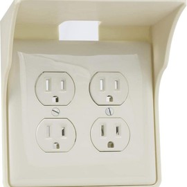 Power Perch Double Wall Outlet Shelf - Turn Outlet into a Shelf - Great for Smart Home Devices, Cell Phone, Speakers, Alexa Holder, Kitchen Organizer - Color: Almond, Quantity: 2Packs, Size: Double