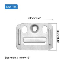 sourcing map 120Pcs 40mmx30mmx0.4mm Wall Panel Buckle, Stainless Steel Integrated Wall Panel Clips, Furniture Fixings Clamp Hanger Wall Mounting Clips, Silver