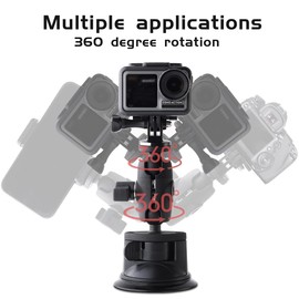 360°Rotation Car Windshield Suction Cup Mount for Gopro Hero 10 9 8 7 6 5 4 3 DJI OSMO Action Camera Greater Suction Power Perfect for Car Window Suction Cup Holder