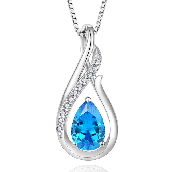 YIFSIY Infinity Necklace 925 Sterling Silver Teardrop Pendant Necklace for