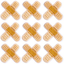 PAGOW 9PCS Bandaid Iron on Patch, Embroidery Band Aid Patches for Kids Clothing, Biker Jackets, Jeans, Backpacks (Size: 2.64 x 2.56 inch)