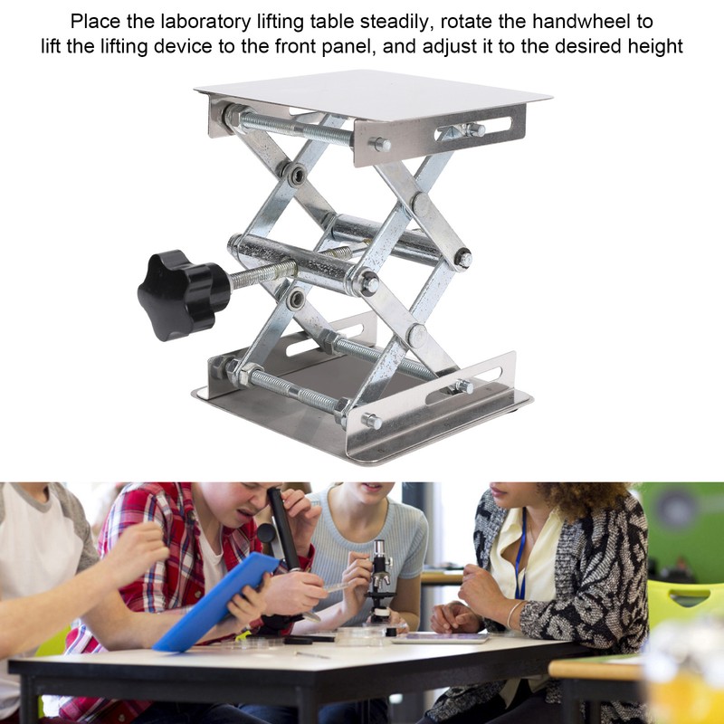 Stainless Steel Lab Jack Scissor Stand Platform 4x4in Expandable Height