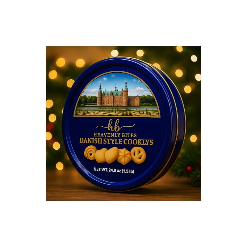 Heavenly Bites Danish Style Butter Cookies in Metal Tin 24