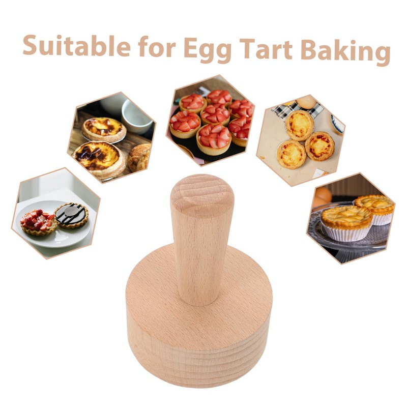 FUNOMOCYA Tart Press Tool: Wood Egg Tart Pastry Tamper Tool