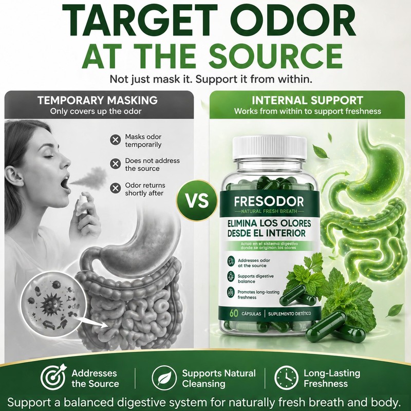 Fresodor para Mal Aliento, Internal Body Deodorizing Supplement with Chlorophyll,