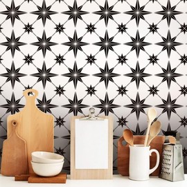 Neukids Black and White Tile Stickers, Fireplace Tile Stickers Transfer Kitchen, Peel and Stick backsplash Tiles, Wall Bathroom Toilet Laundry, RV, Panels Fireplace Cooker splashback 12PCS