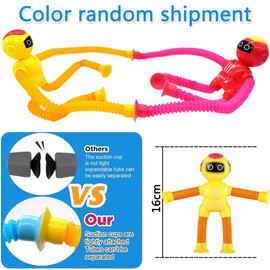 Telescopic Suction Cup Robot Toy, 4 Pieces Novel Kids Suction Cup Toys, Funny Fidget Toys, Pop Tubes Sensory Toys for Kids, Decompress Educational Sensory Toys for Kids & Adult