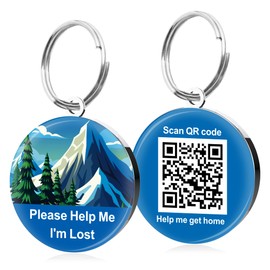 QR Code Dog Tags ID Tags for Dogs Pet Dog Name Tag Dog ID Tag Cat ID Tag Online Pet Profile Scan QR Receive Instant Pet Location Alert Email Quiet Pet Tag (Blue, Design 2)