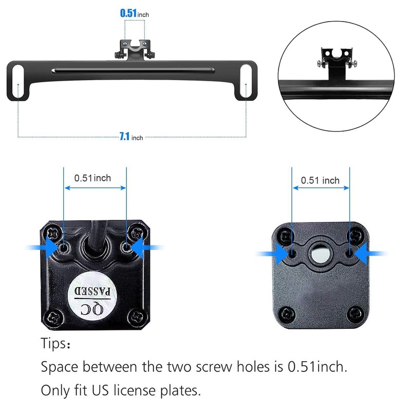 XYCING Universal Vehicle Backup Camera License Plate Bracket, Installation Holder