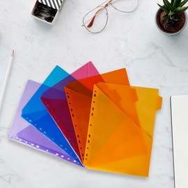 Eagle Single Pocket Plastic Dividers 5 Multi Color Tabs Built-in Name Tab Fits Most Folders and Folders (A4 Size)