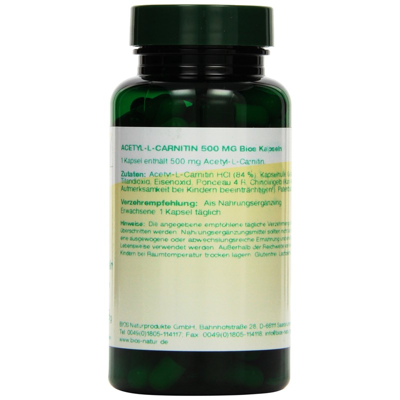 Bios Acetyl-L-Carnitine 500 mg, 100 Capsules, Pack of 1 (1