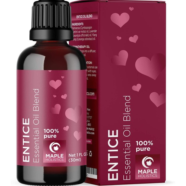 Entice Essential Oil Blend for Diffuser - Passionate Blend of Aromatherapy Oils for Couples with Lavender Palmarosa Clary Sage and Ylang-Ylang Essential Oil - Ignite The Romance Essential Oils Blend