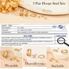 Dorana 3 Pair Gold Stud Hoop Earrings for Women Hypoallergenic