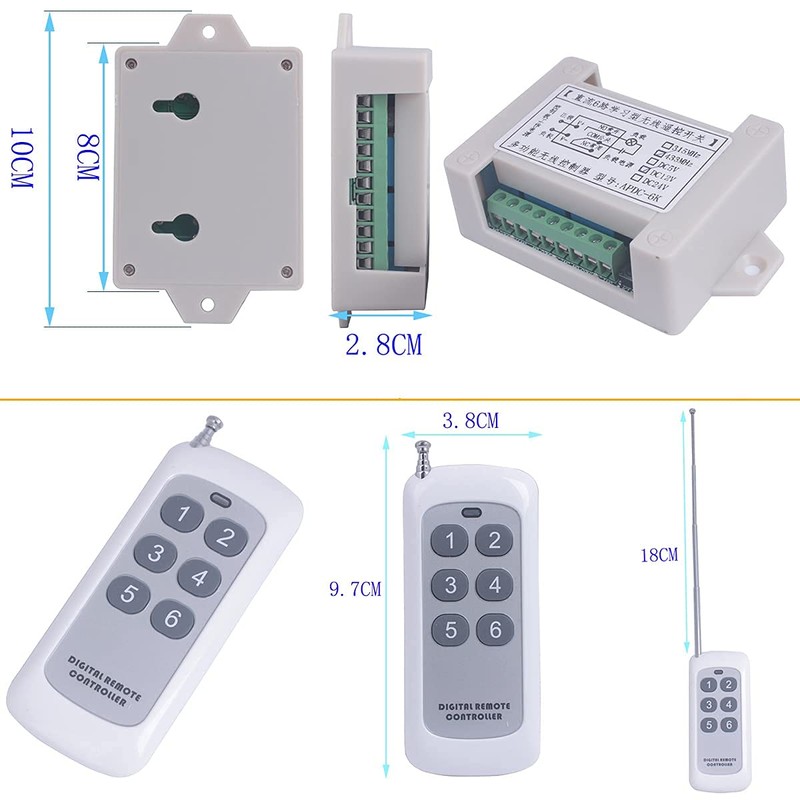 433mhz 12V DC 6 Channel Wireless Remote Control Relay Switch