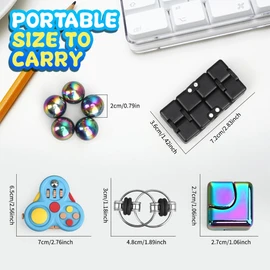 Fidget Spinner Set for Adults, Fidget Pack with Fidget Chain, Infinity Cube, Fidget Spinner Cube, Magnet Rollers, Fidget Pad, 9 Pack Office Stress Relief Desk Gadget, Stocking Stuffers Birthday Gift