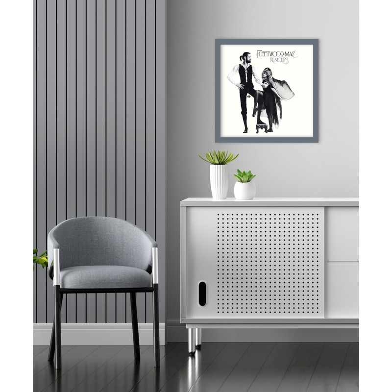 Grey 12-Inch Vinyl Record Picture Frame for LP Album Covers