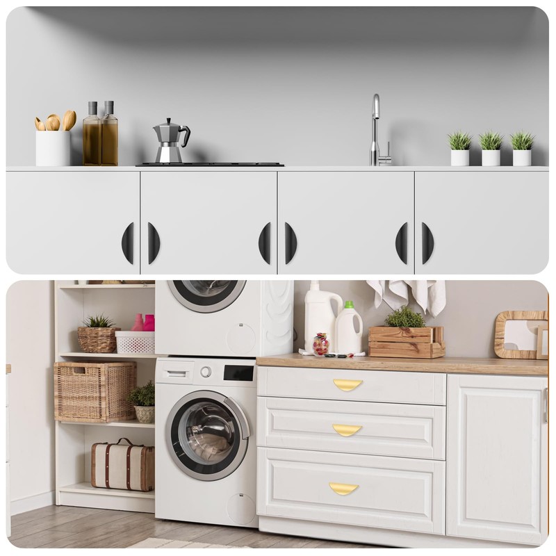 sourcing map 2 Pack Half Moon Cabinet Pull, 2.52" Hole