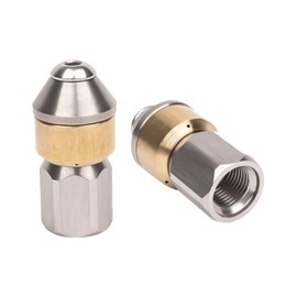 Tip Rotating Pipe Cleaning Nozzle, Pipe Cleaning Nozzle Rotating Stainless Steel and Brass, Rotating Inlet 1/8 cm, Outer Diameter 1.5 cm, Inner Diameter 0.9 cm, for Pipe Cleaning Hose