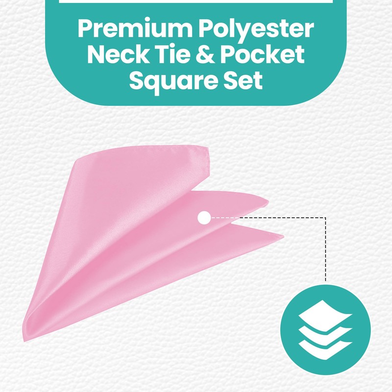 Trimming Shop Unisex Stylish Shiny Satin Neck Tie and Handkerchief