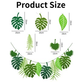 2PCS Tropical Palm Leaves Banner 4.6M, Faux Monstera Leaves Garland, Summer Jungle Theme Party Decorations, Tropical Leaf Banner for Moana Luau Birthday Kitchen Dining Room Hawaiian Party Decor