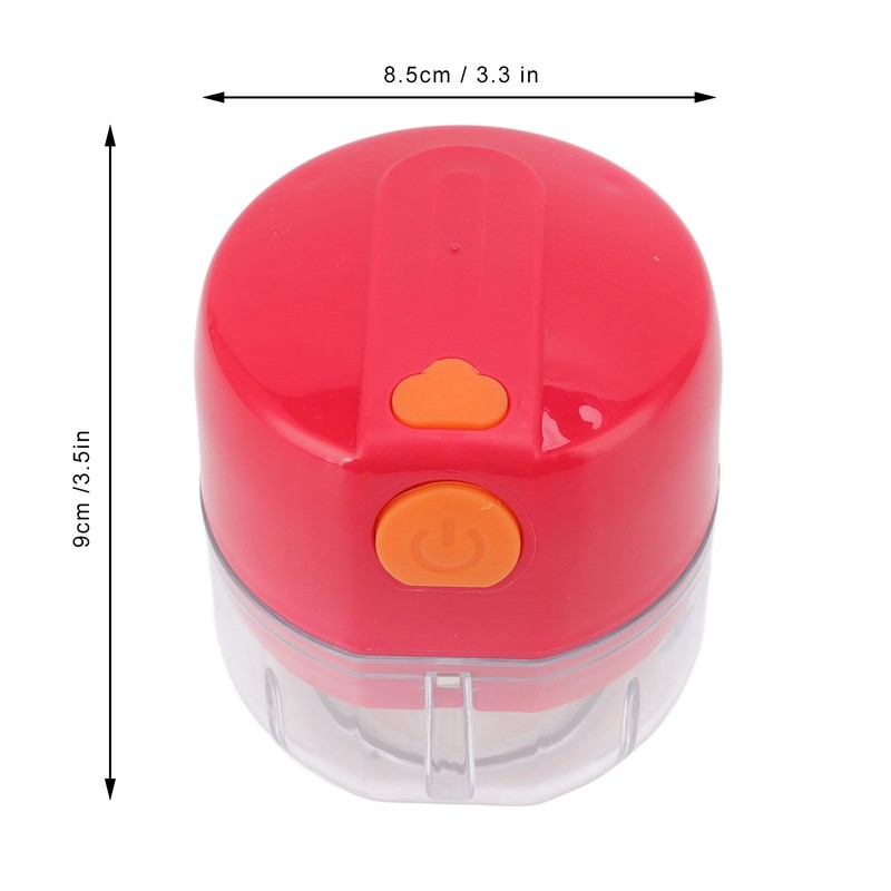 Garlic Chopper USB Charging Portable Red Double Blade 360 Degrees