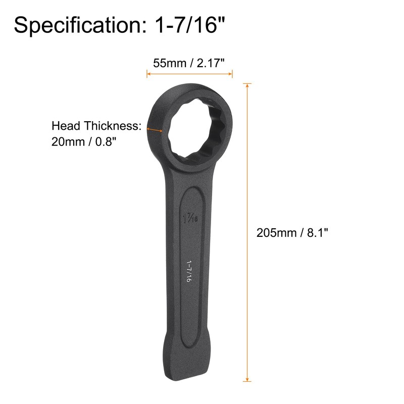 sourcing map Striking Wrench 1-7/16" 12-Point Flat Strike Wrench Slogging
