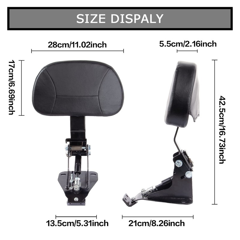 Adjust Rider Backrest - PSLER Foldable Driver Backrest for Touring