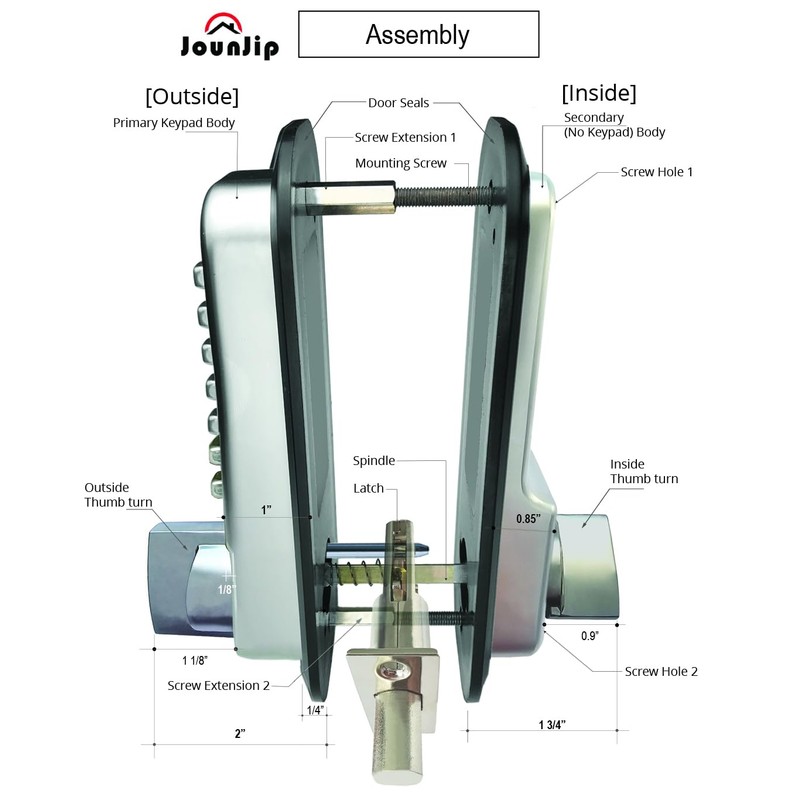 Jounjip Deadbolt Keyless Entry Door Lock [Flat Spindle] - 100%