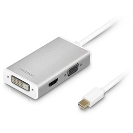 Macally MD-3N1-4K aluminium Mini DisplayPort to DVI/HDMI/VGA adapter with Ultra HD (4K) support