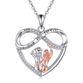 POPLYKE 925 Sterling Silver Heart Sister Necklace for Women BFF Jewellery Friendship Gifts for Girls