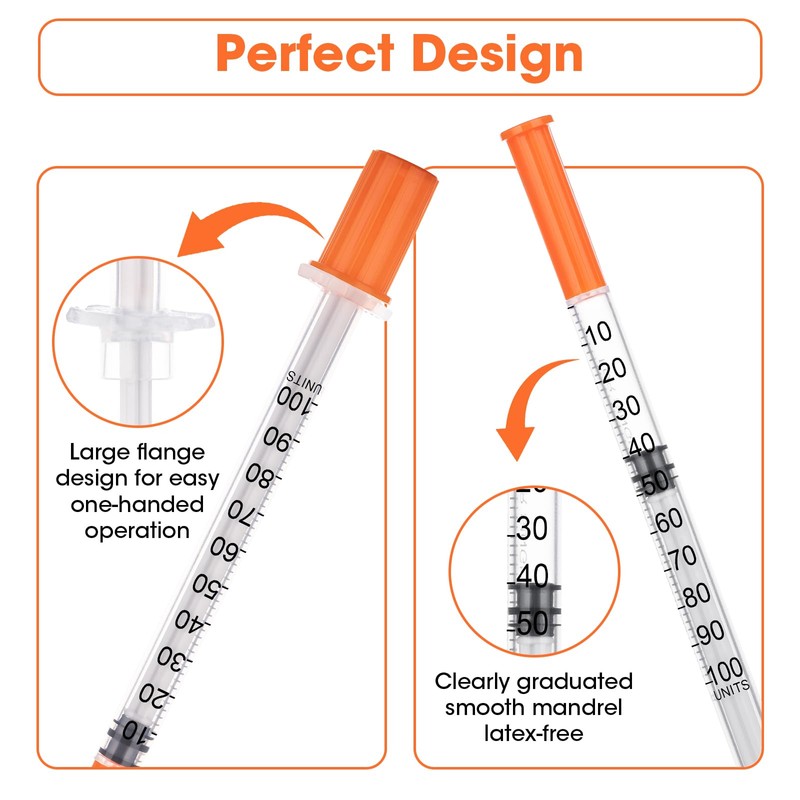 100Pack Lab Dispensing Transfer Liquid U-100-31 Ga, 1.0cc/mL Jeringas with