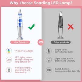 17 Color LED Color Changing Lamp with Remote, 13.5 Inch Blue Pink Red Green Purple Liquid Motion Lamp Table Lamp Night Light Relax for Adults and Kids Nightlight for Bedroom, Living Room, Kids Room