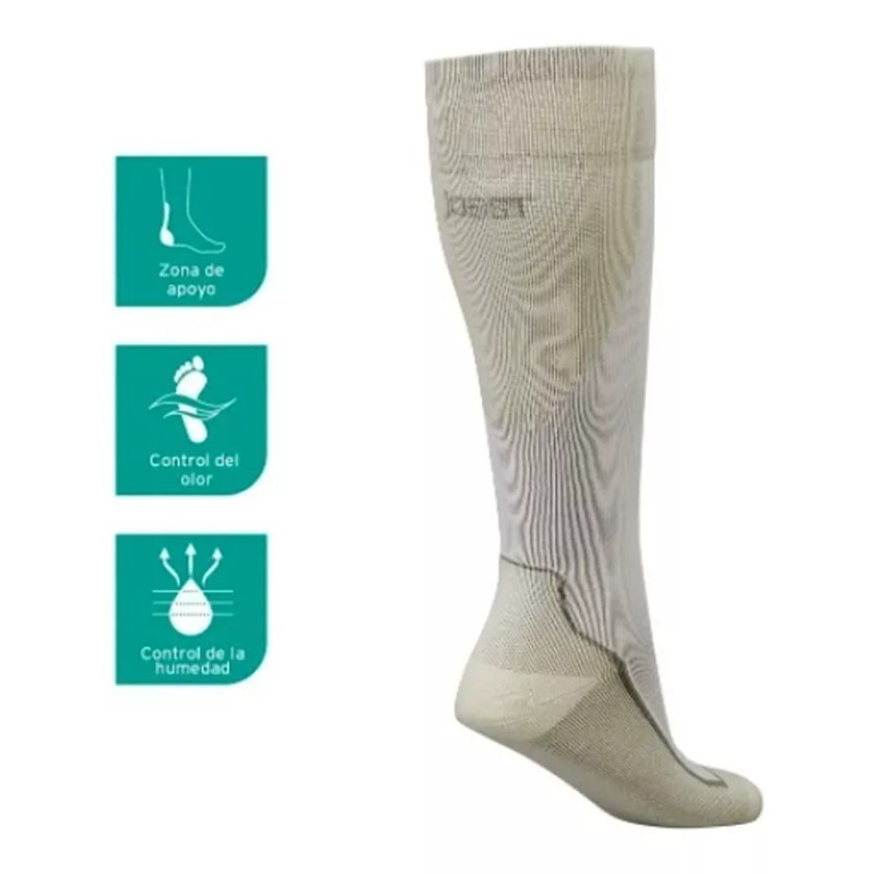 Calcetin A La Rodilla Compresion 15-20mmhg Sport Jobs Blanco